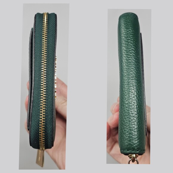 Michael Kors Jet Set Pebbled Leather Zip Card Case Wallet Moss Green NWOT - Picture 6 of 11